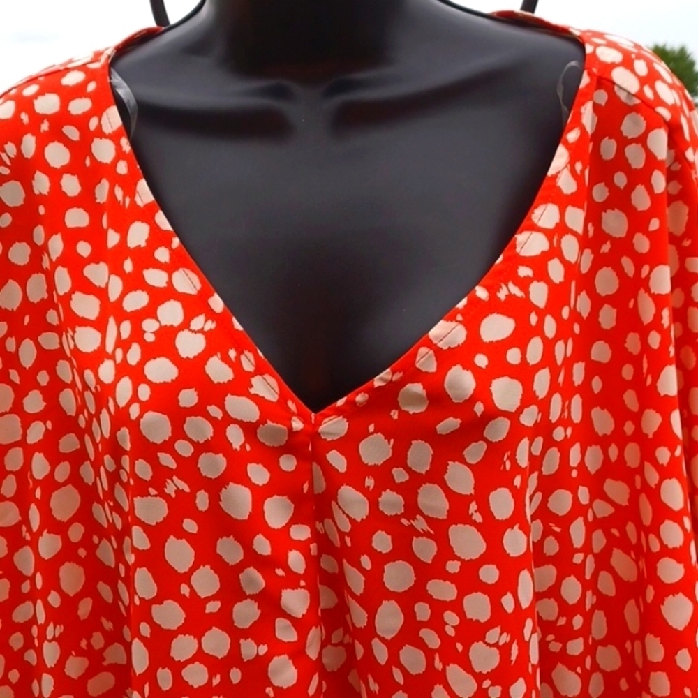 NWT Perfectly Priscilla Mixed Media Abstract Polka Dot Print Tunic, XXXL - Picture 2 of 6